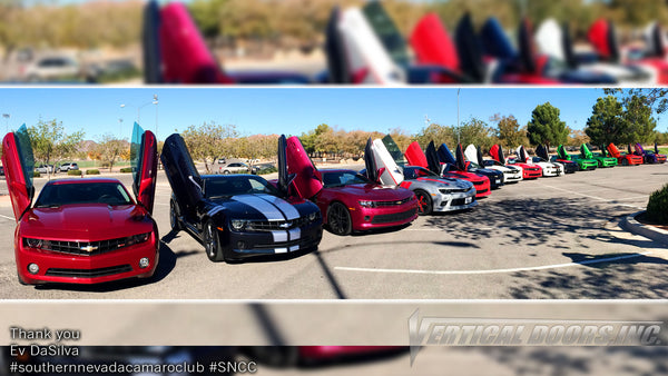 Check out "The Southern Nevada Camaro Club (SNCC)" Chevrolet Camaros featuring Vertical Doors, Inc. vertical lambo doors conversion kit.