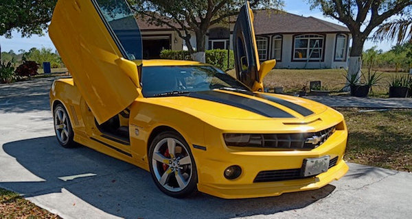 Check out Curtis @1badbeecamaro Chevrolet Camaro from Florida featuring Vertical Doors, Inc., vertical lambo doors conversion kit.