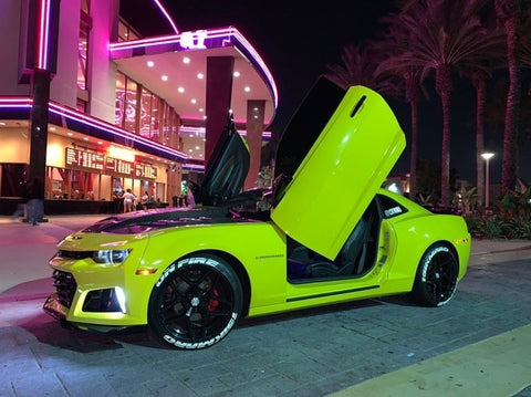 On Fire Auto Customs| Los Angeles CA | (Blue Demon) 2014 Camaro RS with Vertical Lambo Doors Conversion Kit