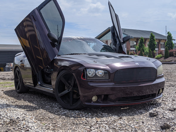 Check out Brandon's @08why_so_serious Dodge Charger from Arkansas featuring Vertical Doors, Inc., vertical lambo doors conversion kit.