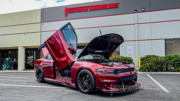 @venom392scat Dodge Charger from Nevada, getting some love from our Lambo Door Installer at our building in Lake Elsinore California.