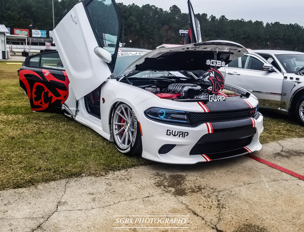 Christopher's Dodge Charger Hellcat featuring Vertical Doors, Inc., vertical lambo doors conversion kit.