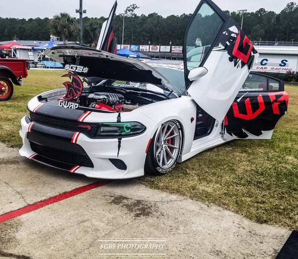 Christopher's Dodge Charger Hellcat featuring Vertical Doors, Inc., vertical lambo doors conversion kit.