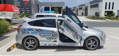 Darren's "Dragon Focus" from Australia, Ford Focus featuring Vertical Lambo Door Conversion kit