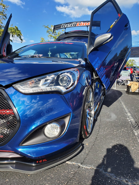 Jose's Hyundai Veloster featuring Vertical Doors, Inc., vertical lambo door conversion kit.