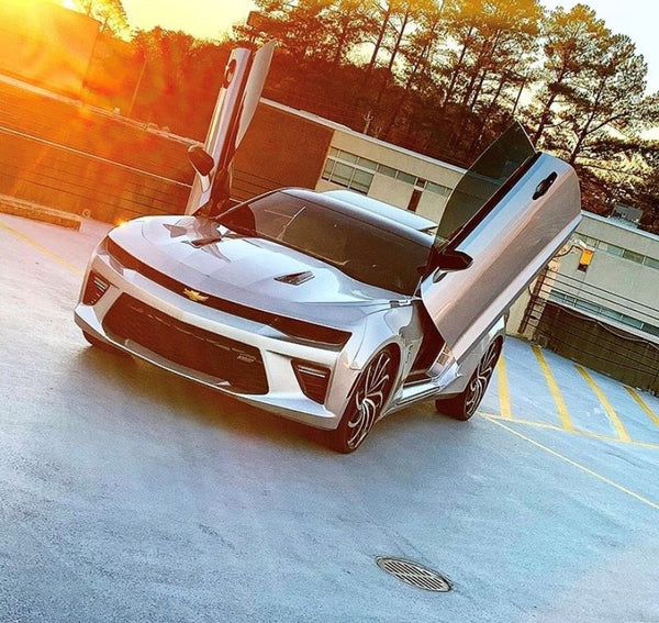 Installer | Limitless Kustoms | Bessemer, AL | Chevrolet Camaro 6th Gen featuring Verical Doors, Inc. vertical doors conversion kit.