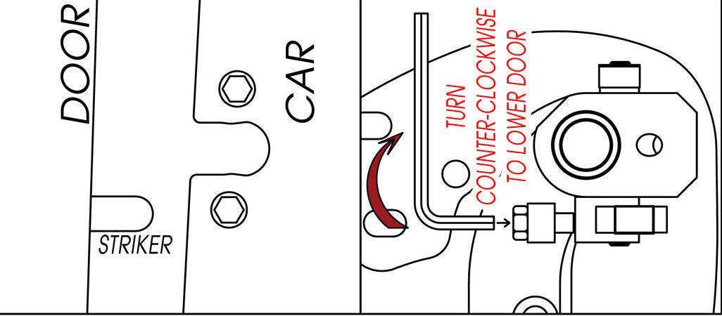 Adjust the Vertical Doors, Inc. Door striker