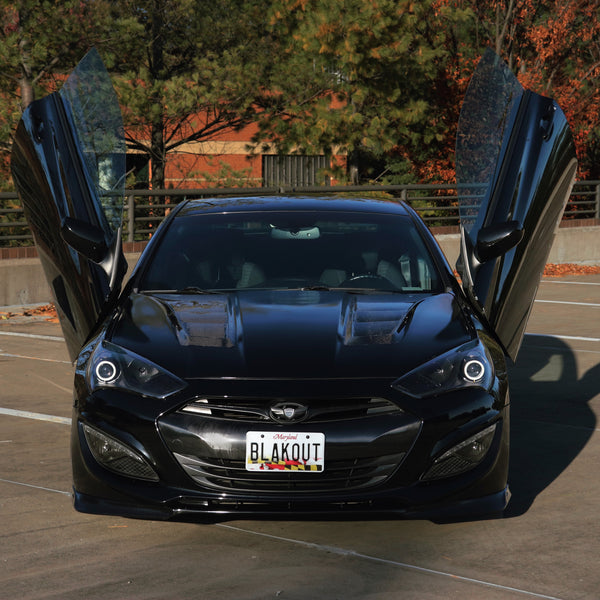 Vehicle Evolution's Hyundai Genesis Coupe featuring Vertical Doors, Inc., vertical lambo doors conversion kit.