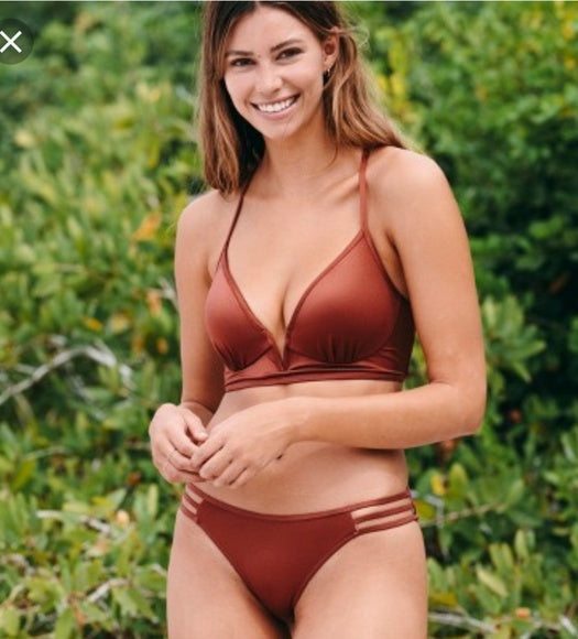 SHADE & SHORE Dream Copper Lightly Lined Bikini Top Women's Size 34DD