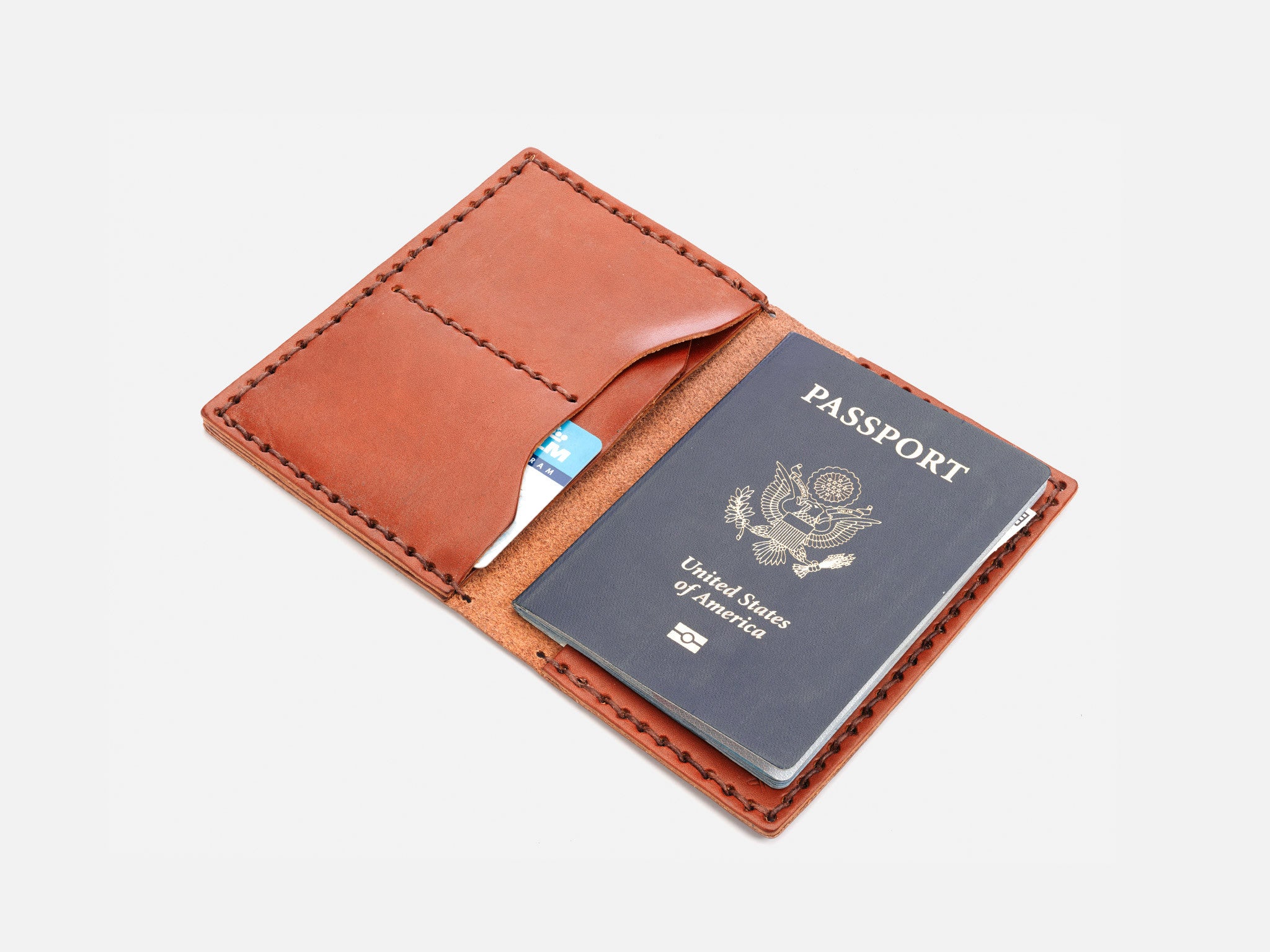 passport Holder wallet purse cow Leather card ticket bill pocket bag green  W873