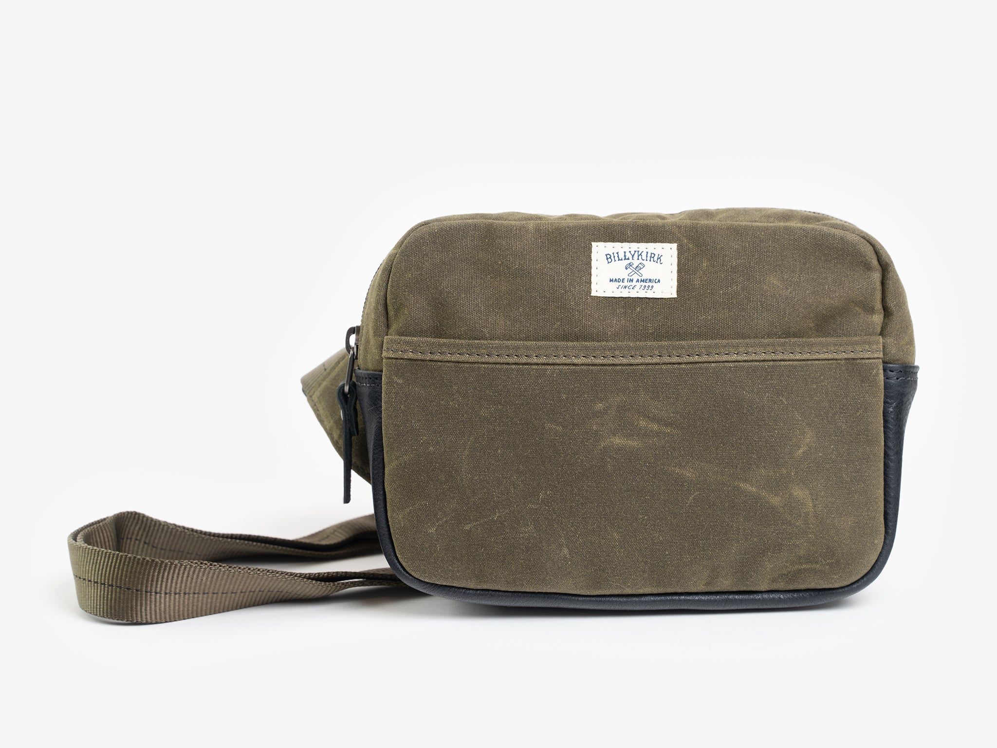 No. 605 Waxed Canvas Crossbody Belt Pouch Olive Billykirk