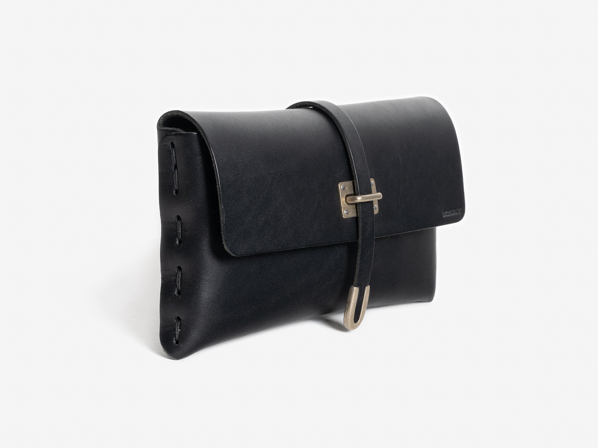 No. 125 Small Leather Clutch, Black Full-Grain Vegetable Tanned