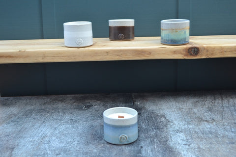 Stoneware candles with wood wicks - Crackle wick candles