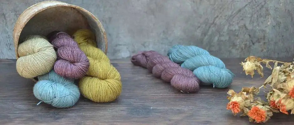 A yarn story. Hand dyed yarn, dyed only with natural dyes. Hand dyed in Pembrokeshire, Wales, UK