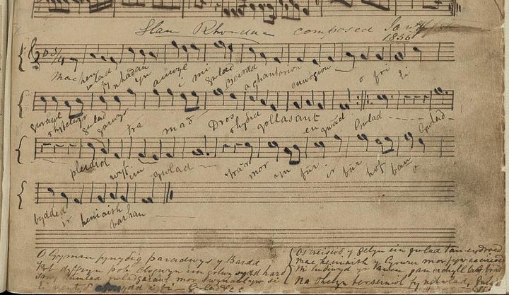 Welsh National Anthem - Hen Wlad fy Nhadau - Original Manuscript