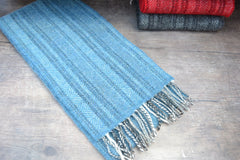 Wool Scarf - Hand woven in Wales Denim Blue