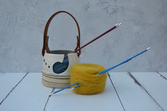YarnShop. Yarn Bowls with leather handles - designed by FelinFach