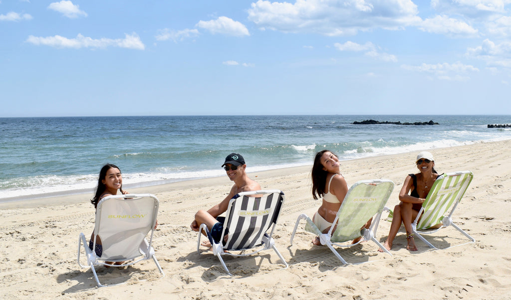 Leslie and Greg with their children on Spring Lake Beach in New Jersey