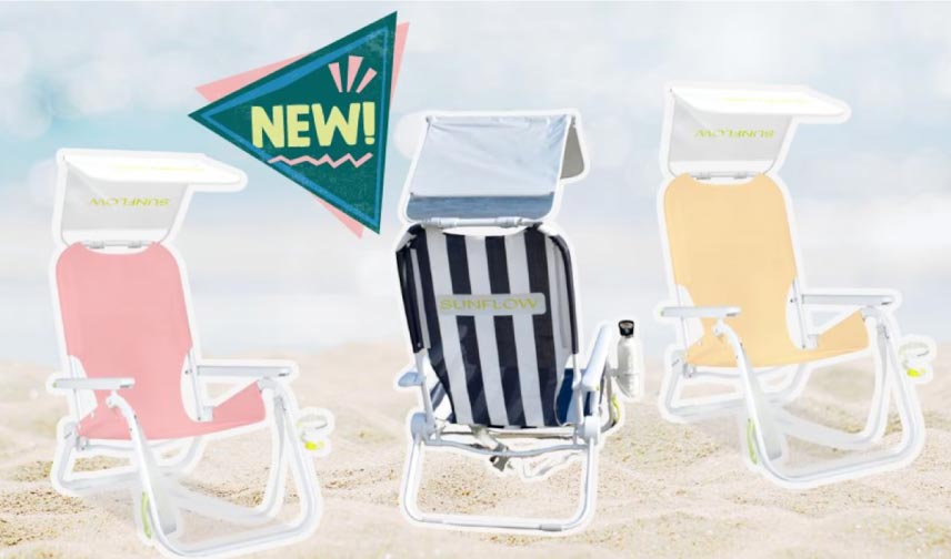 SUNFLOW Shore Thing Beach Chairs with Sun Shade Drink Holder