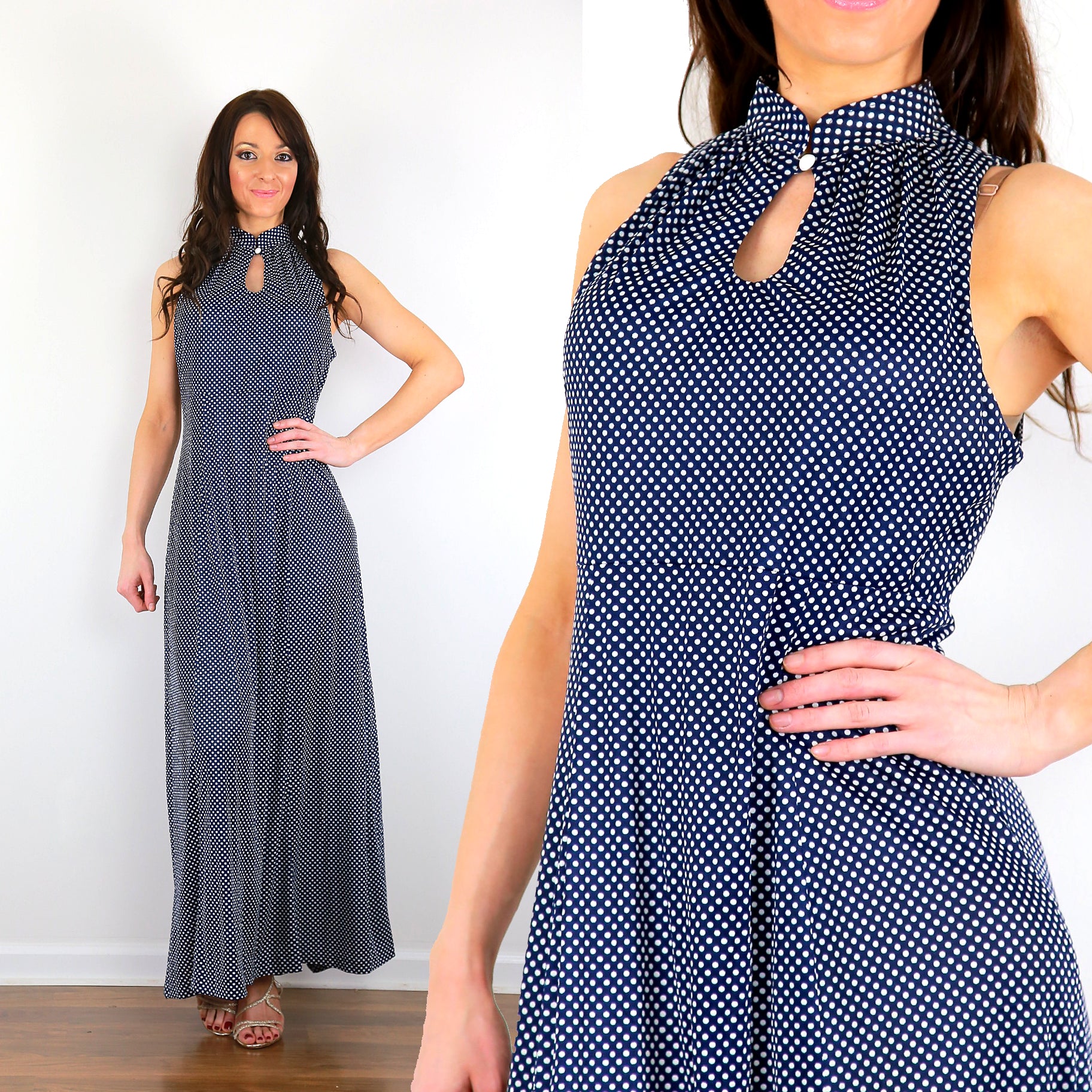 70s polka dot dress