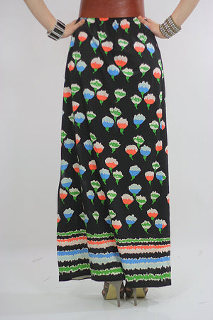 Vintage 60s Boho Hippie Floral Print Maxi Skirt - shabbybabe
 - 5