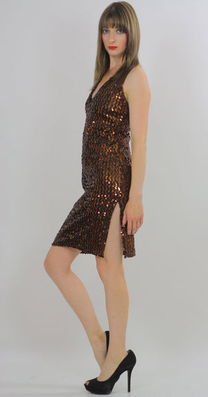 metallic glitter mini dress