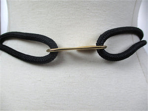 90s Black braided waist belt gold metallic corset belt M - shabbybabe
 - 3