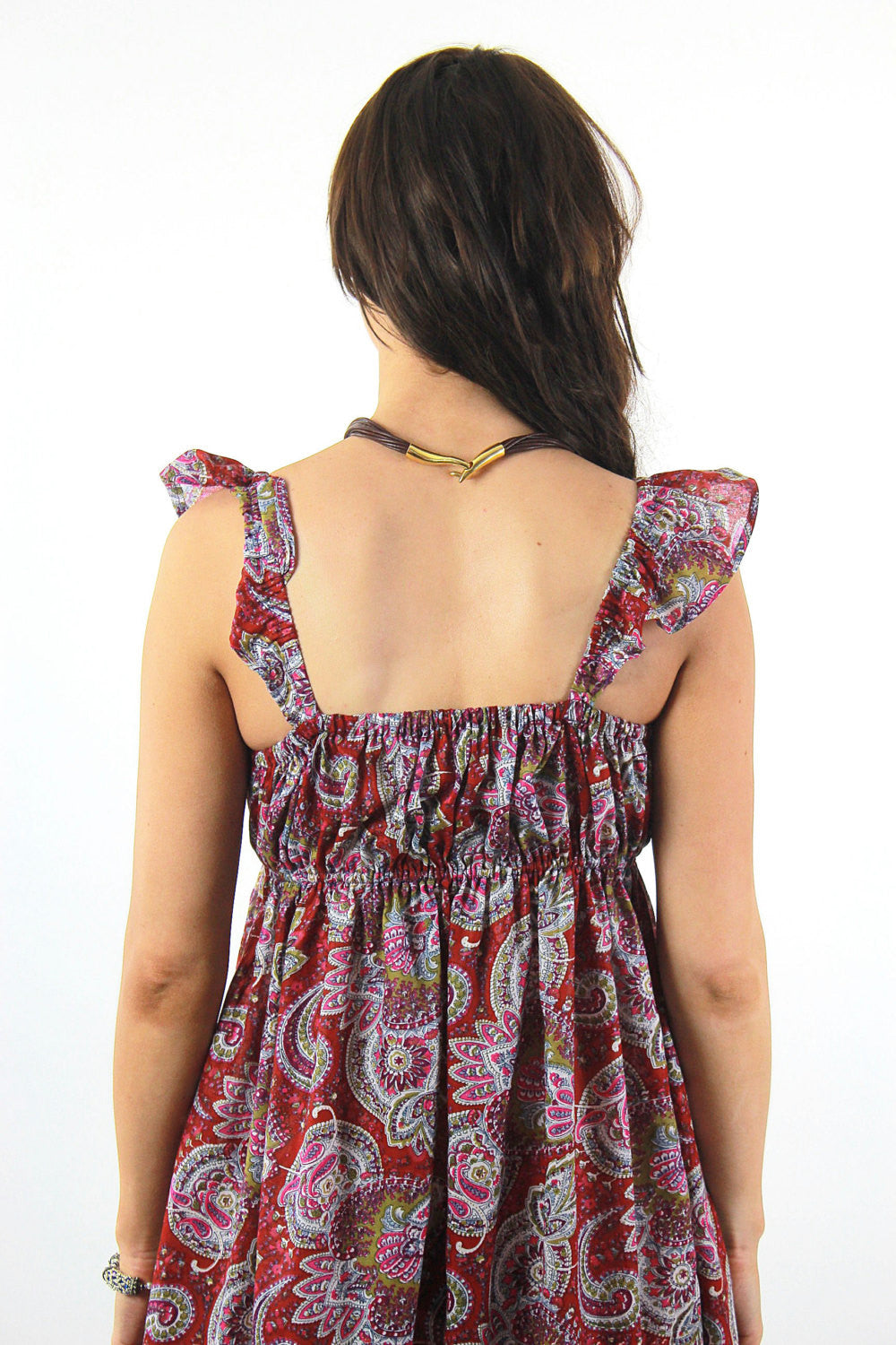 Boho Red Paisley India cotton festival beach sun dress