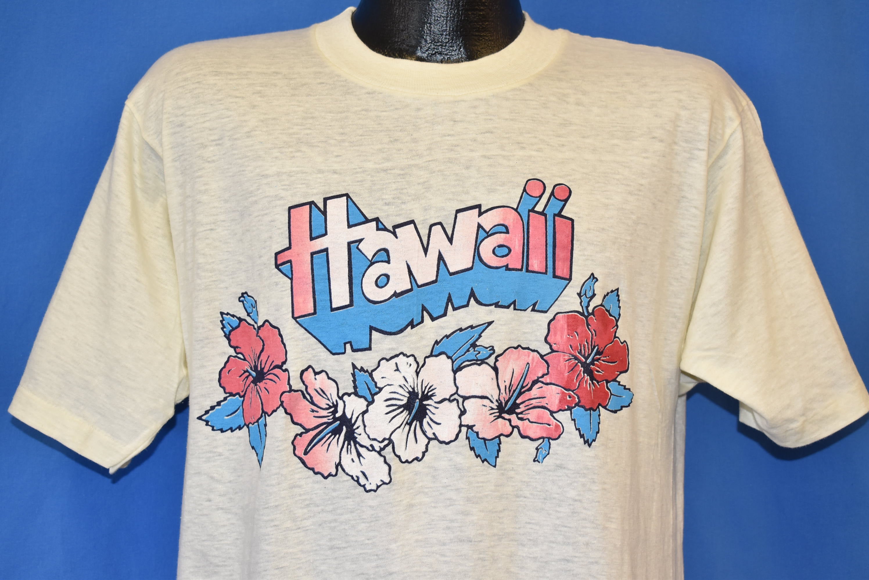 70s Hawaii Hibiscus Flowers Tourist t-shirt Medium - The Captains Vintage