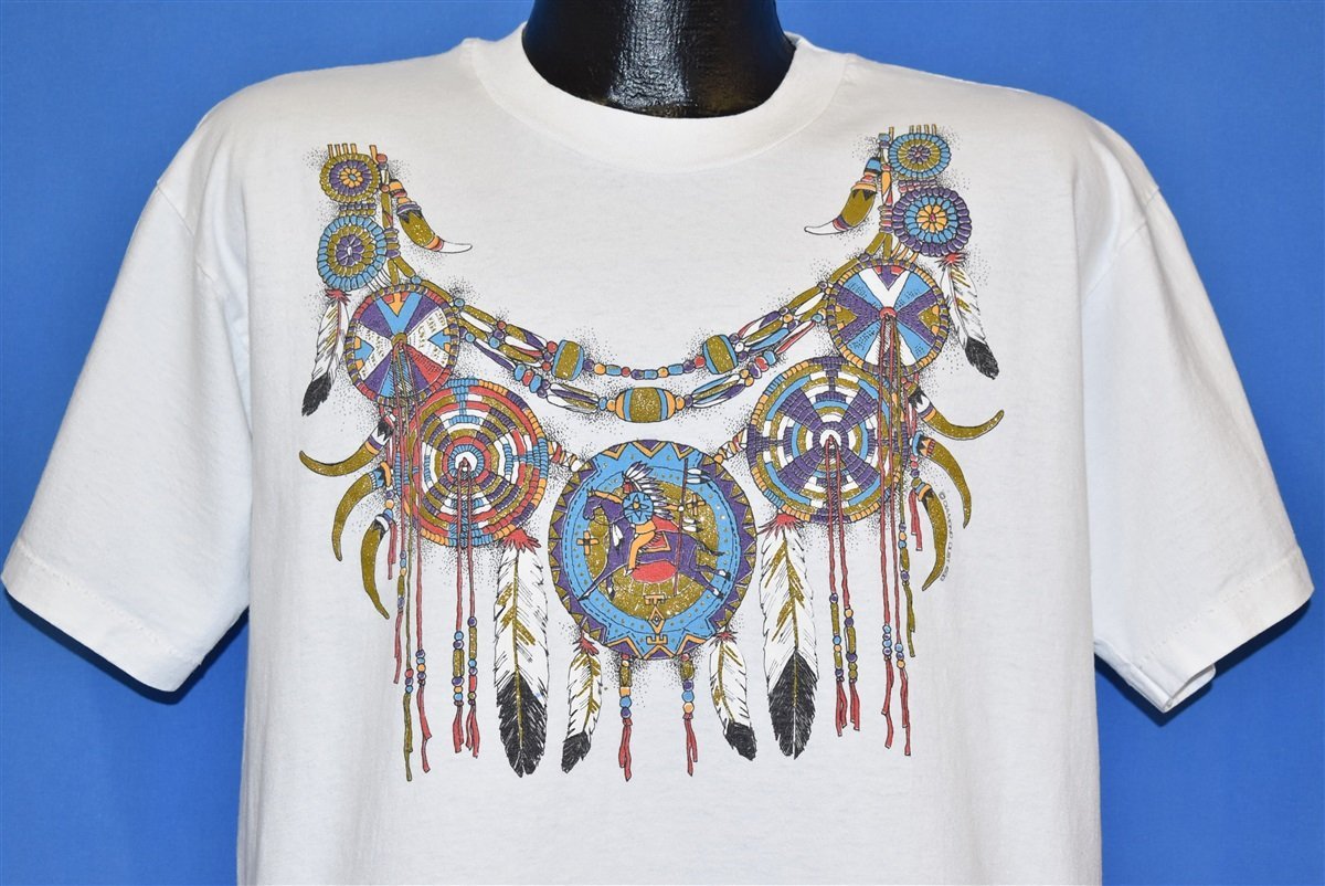 90s Native American Feather Necklace t-shirt Large