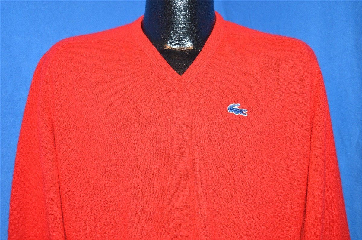 80s Lacoste Red Pullover Sweater Men's Medium - The Captains Vintage