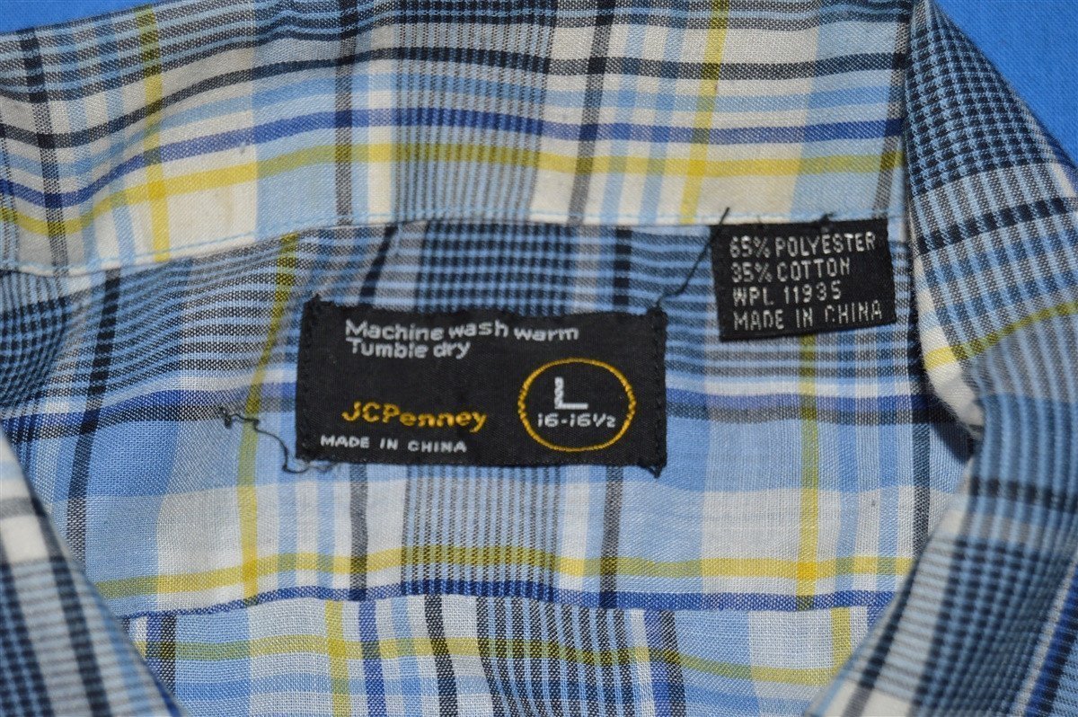 80s JCPenney Blue Yellow Plaid Button Down Shirt Large - The Captains  Vintage