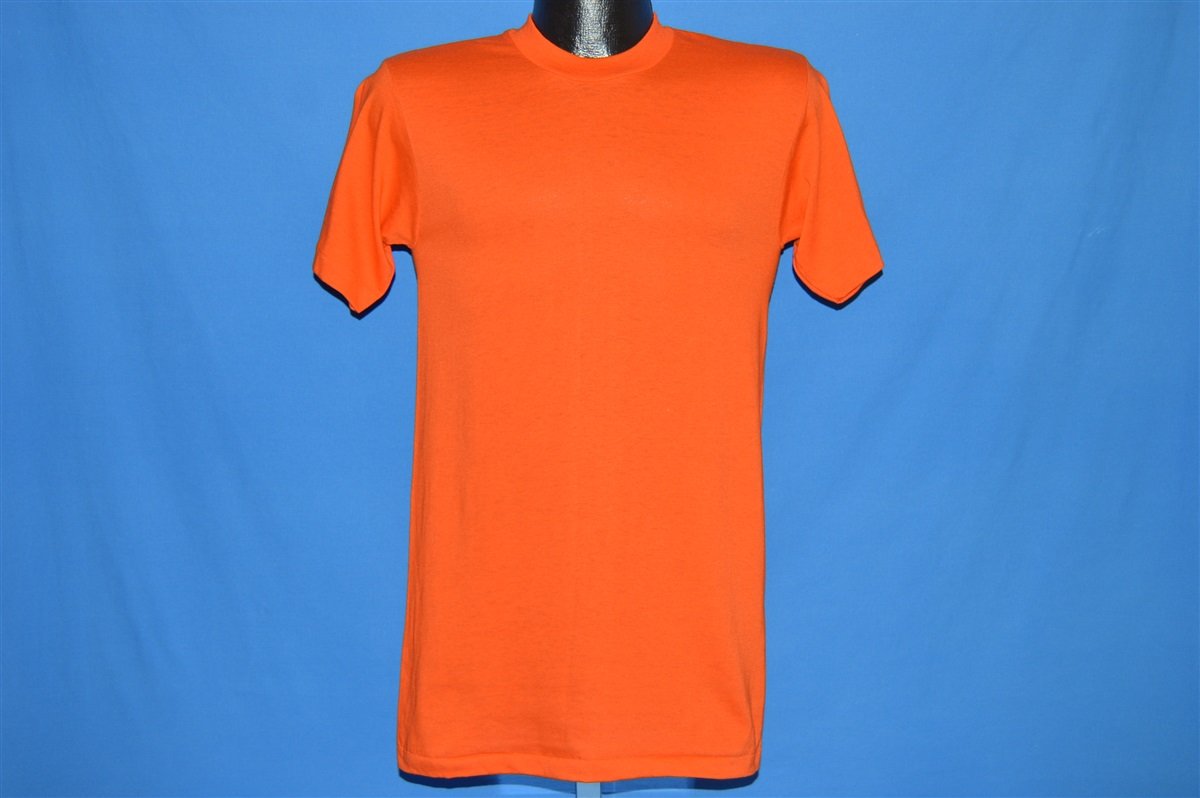 Slagskib Tradition fiktion 80s Stedman Orange Blank Plain t-shirt Small - The Captains Vintage