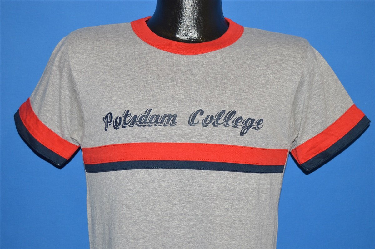 80s SUNY Potsdam College Striped Ringer t-shirt Small