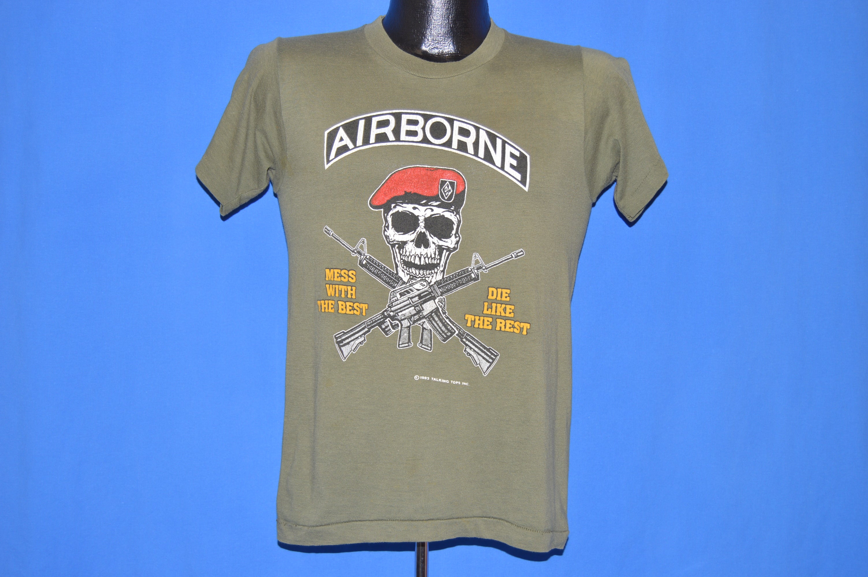 80s 82nd Airborne Mess With The Best t-shirt Small - The Captains Vintage