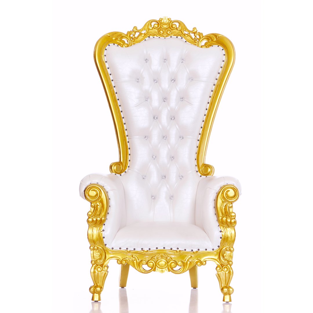 White And Gold Leather Throne Chair Studio Eleven