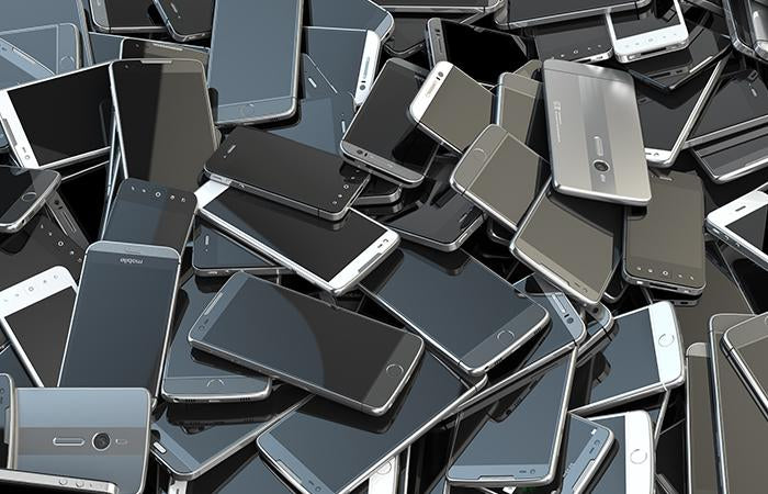 Many phones before they are destroyed 