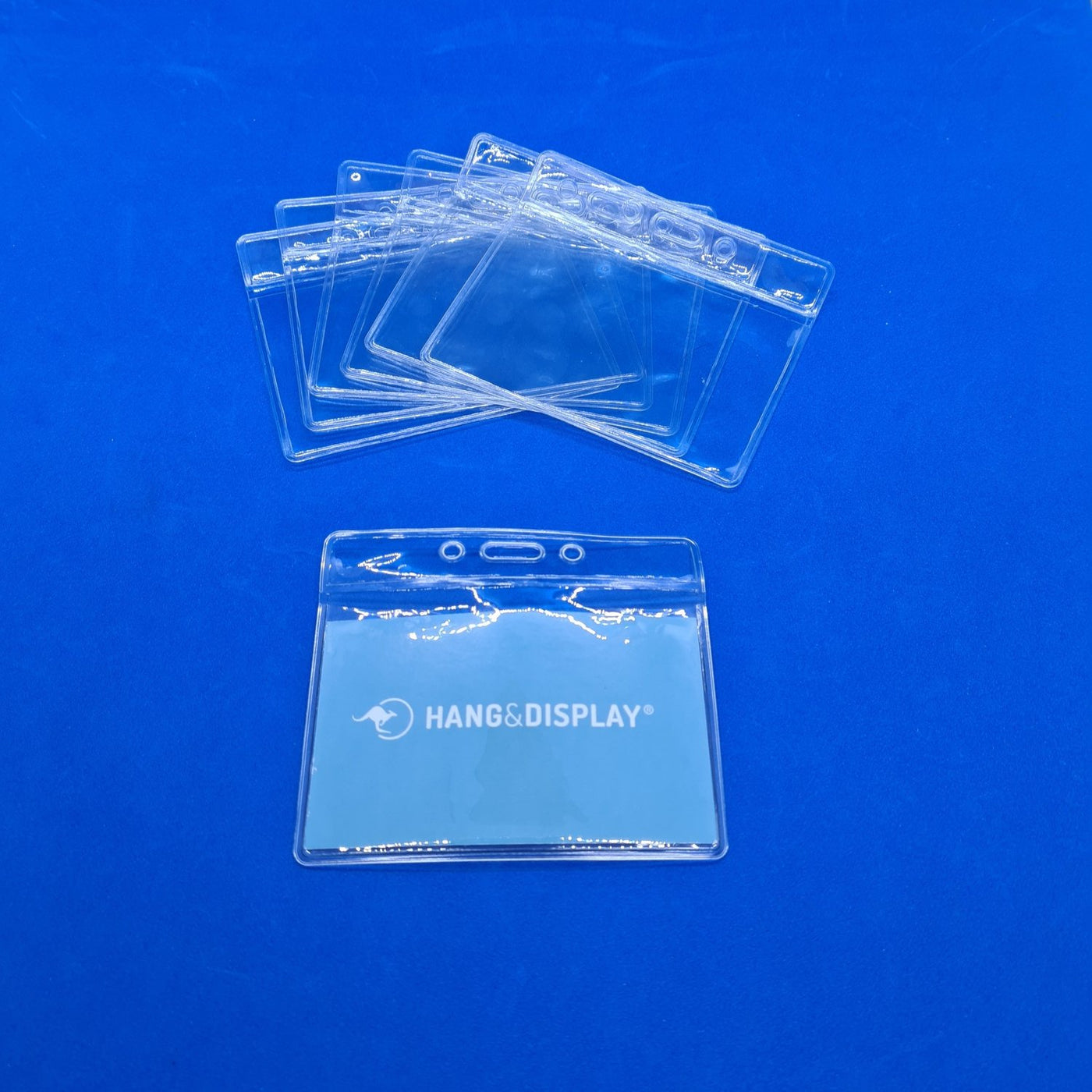 ID Badge Clear PVC Pocket Transparent Sleeves — Hang and Display