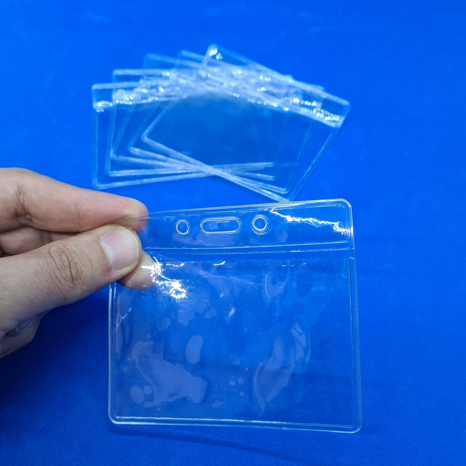 ID Badge Clear PVC Pocket Transparent Sleeves — Hang and Display