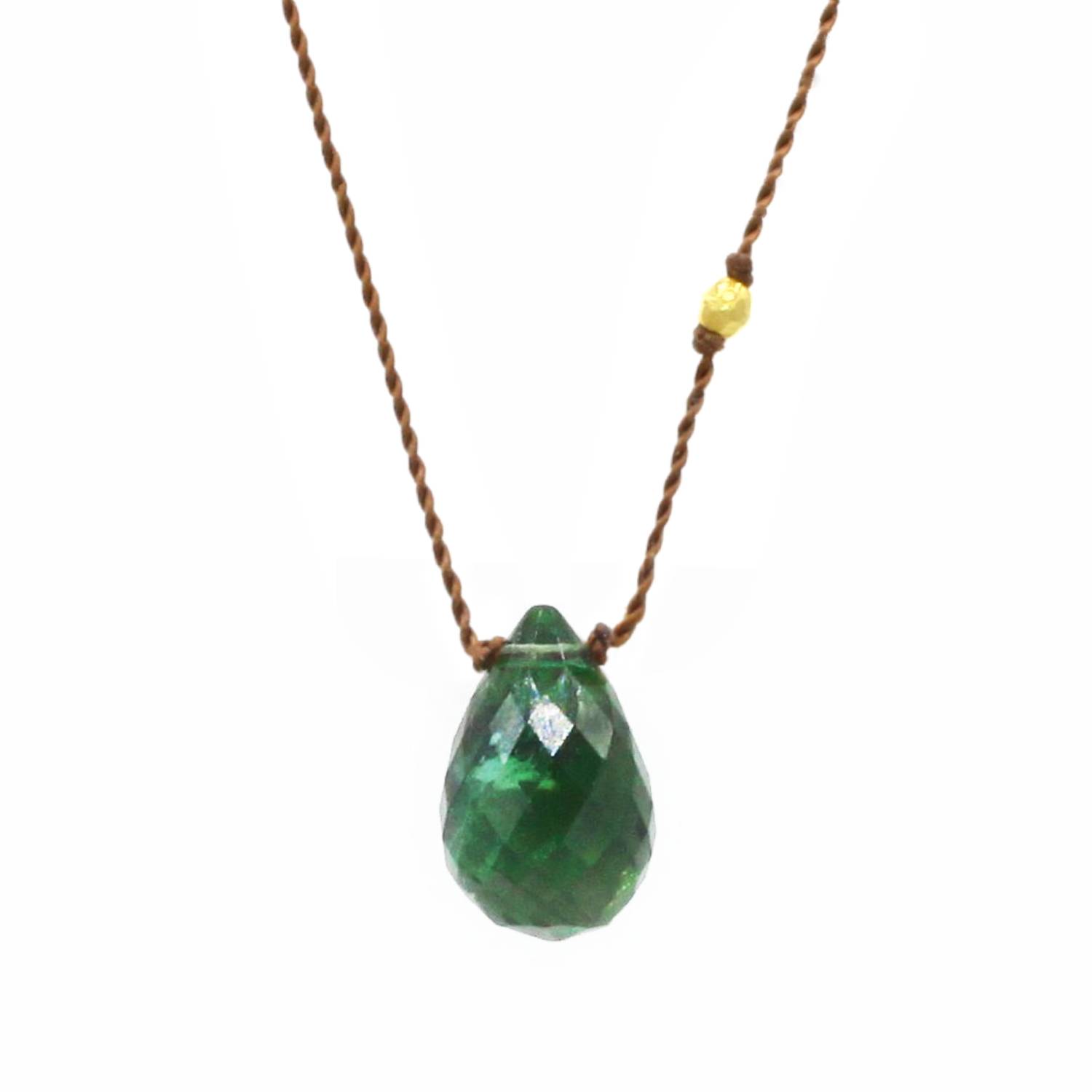 Tourmaline + 18k Gold Bead "Zen Gem" Necklace