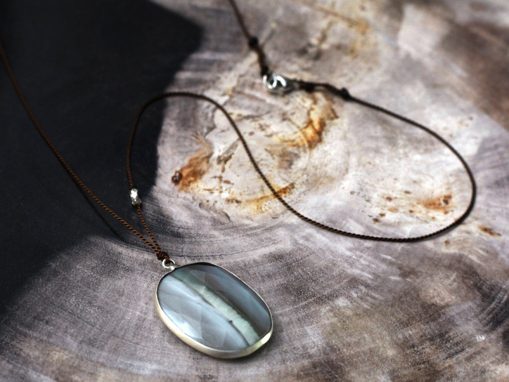 Agate + Sterling Silver Drop Necklace