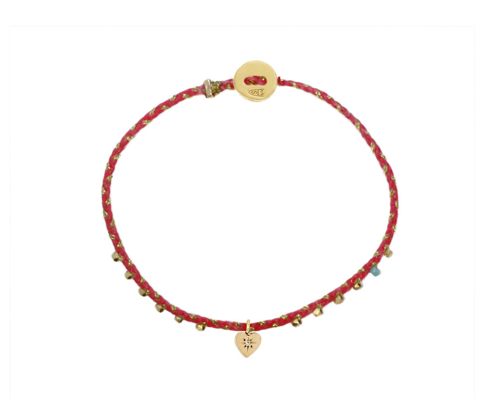 Scosha Easygoing Heart Charm Bracelet Hot Pink Gold Firecracker