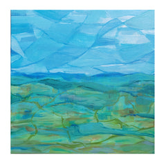 Blue and Green abstracted landscape painting by Kasey Wanford