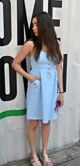 button up denim style dress