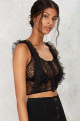 lace black crop top