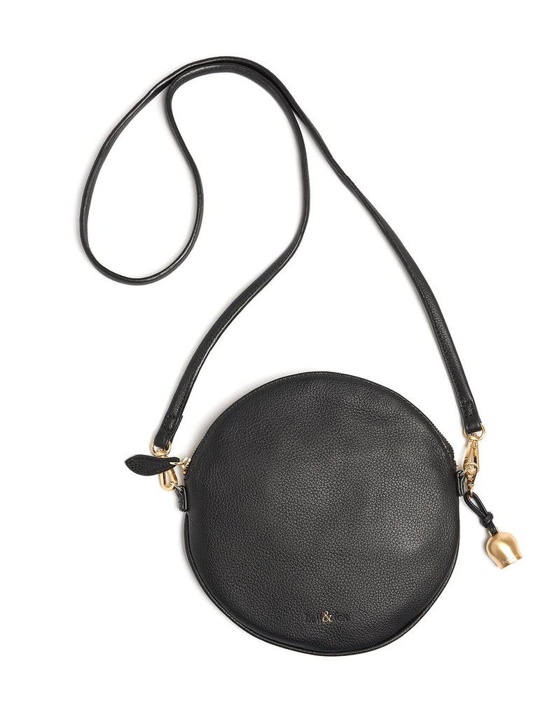 black round crossbody bag