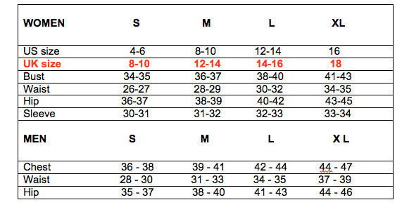 Kuhl sizing chart