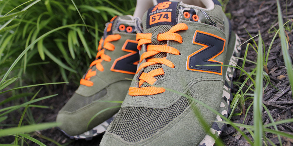 new balance 574 camo olive and orange