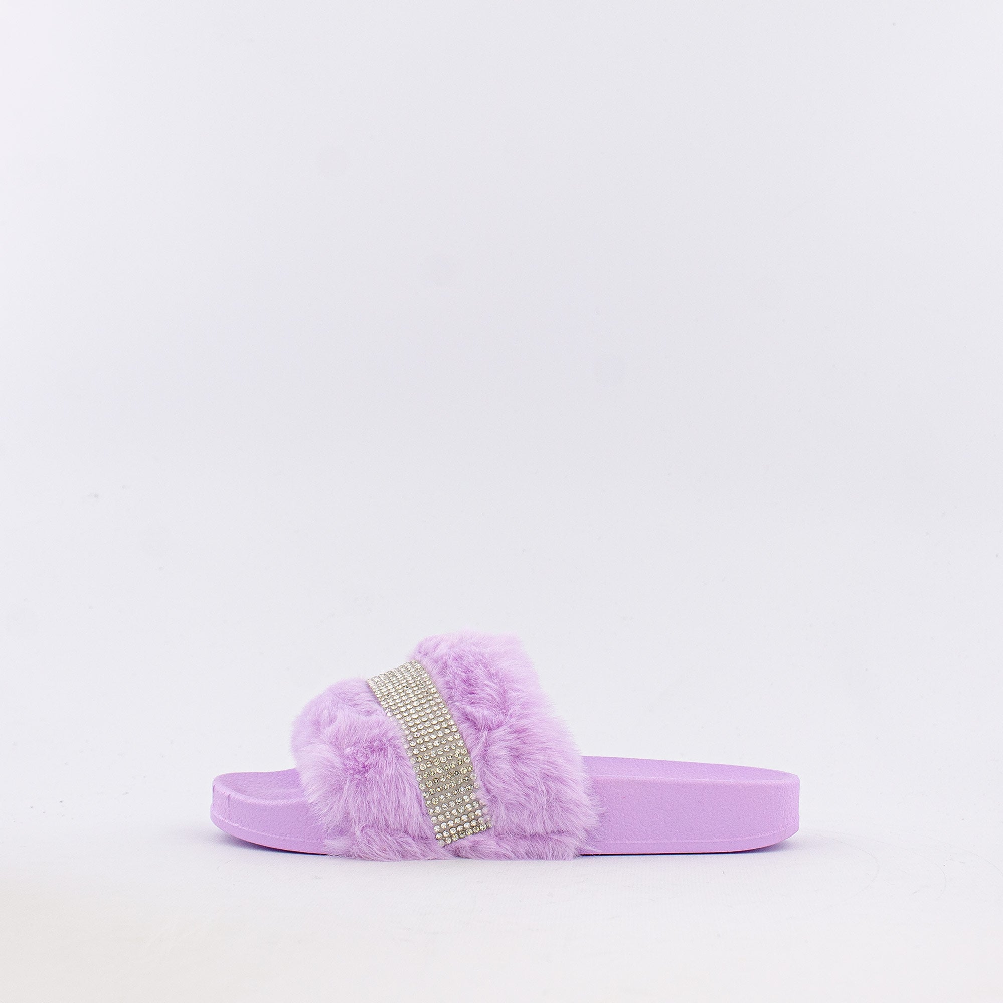 Rasolli Faux Fur Purple Slides (Lil' Kids)