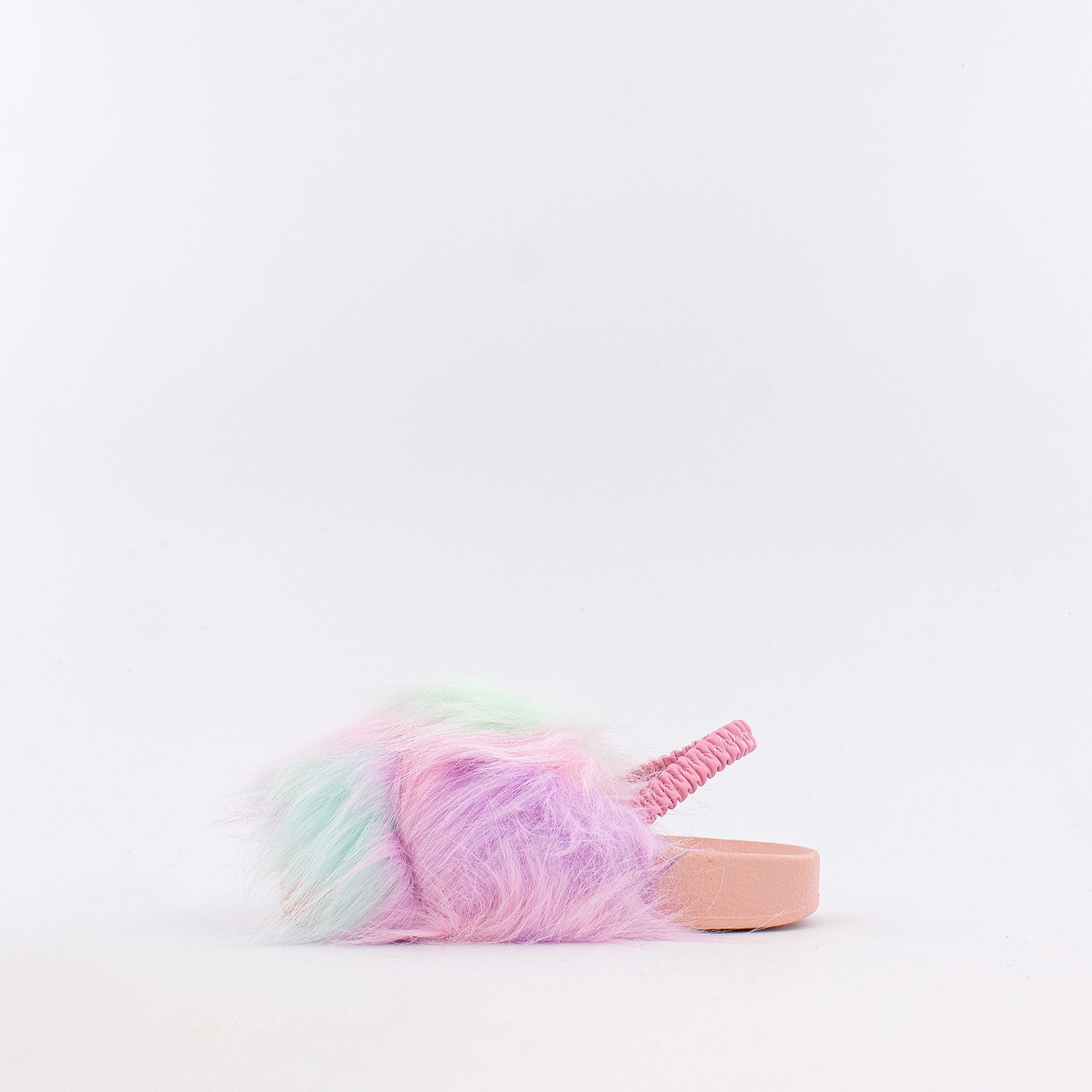 Rasolli Faux Fur Pink Slides (Infant/Toddler)